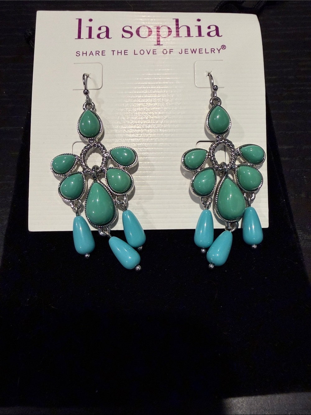 Lia Sophia Mint Green and Turquoise Chandelier Earrings